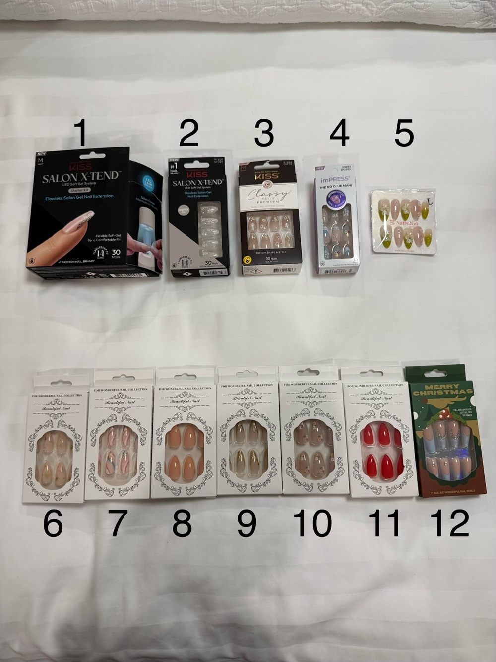Press On Nails Bundle of 12 with Sticky Tabs and Gel Adhesives